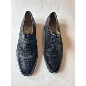 Moreschi Mens Black Leather Brogue Oxford Shoes Size 8 Made In Italy